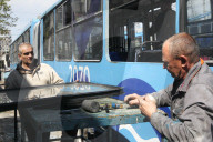 Russian drone attack damages trolleybuses in Dnipro, Ukraine - 17 Apr 2026