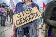 No to the Death Penalty for Palestinians demonstration at ICC in The Hague, Netherlands - 17 Apr 2026