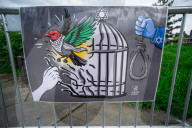 No to the Death Penalty for Palestinians demonstration at ICC in The Hague, Netherlands - 17 Apr 2026