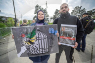 No to the Death Penalty for Palestinians demonstration at ICC in The Hague, Netherlands - 17 Apr 2026