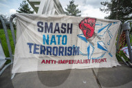 No to the Death Penalty for Palestinians demonstration at ICC in The Hague, Netherlands - 17 Apr 2026